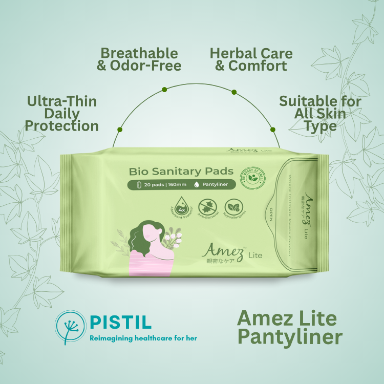 Amez Lite Pantyliner (16cm/20s) | Slim, Herbal-Infused Daily Freshness