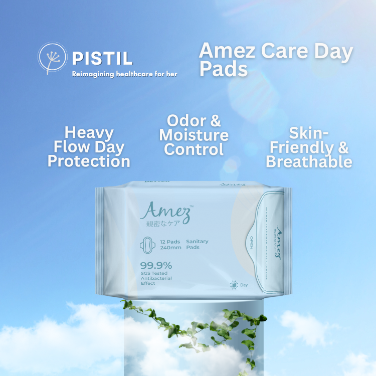 Amez Care Day Pads (24cm/12s) | Soft, Herbal-Infused & Breathable Day Protection