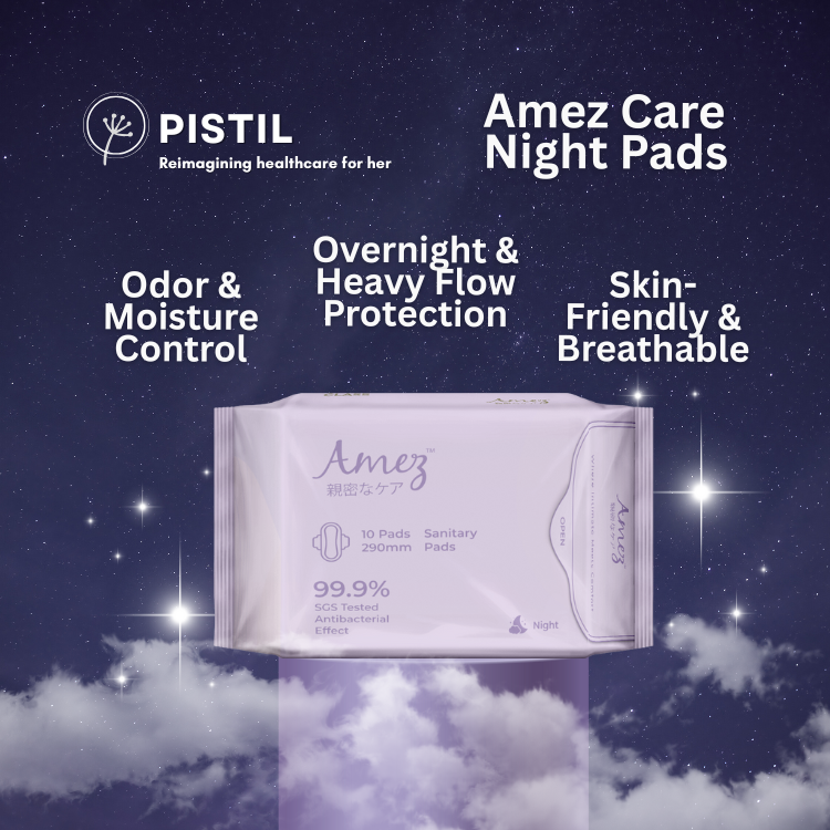 Amez Care Night Pads (29cm/10s) | Soft, Herbal-Infused & Secure Night Protection